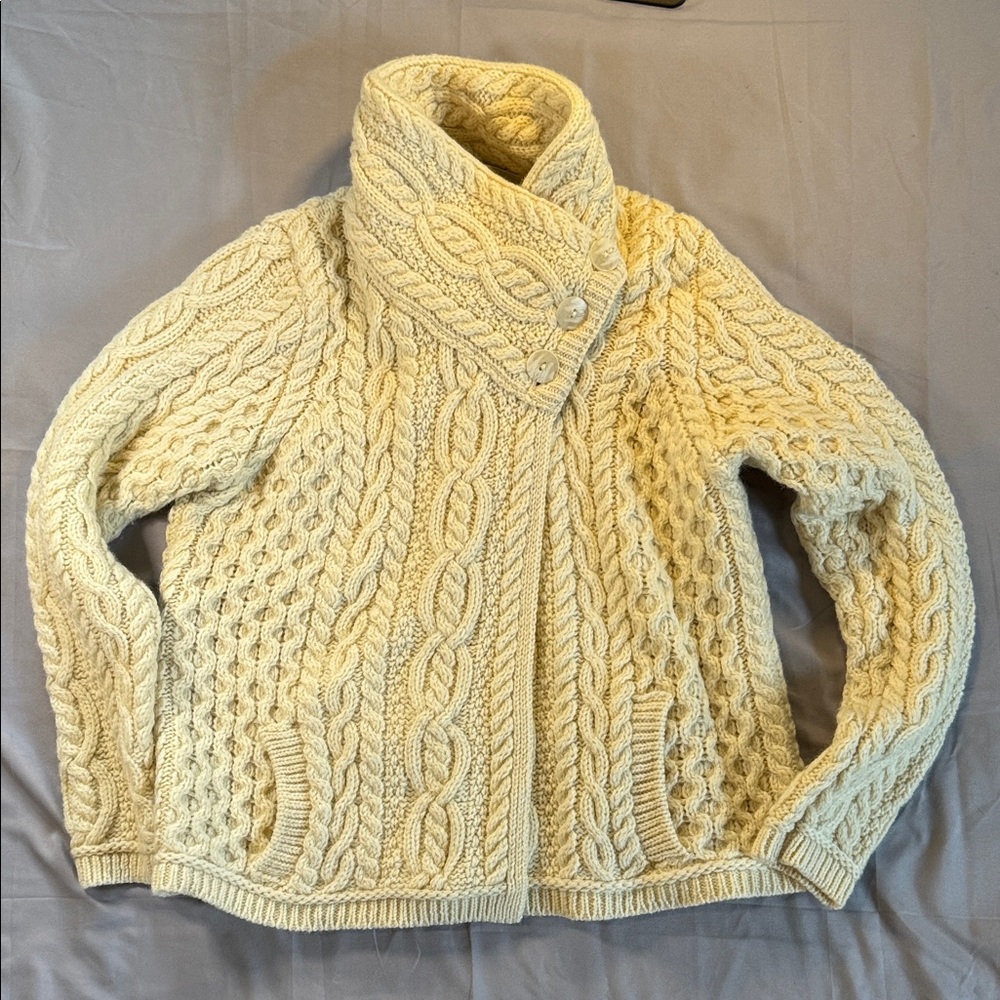 Aran Crafts Cable Knit Turtleneck Sweater - Cream
